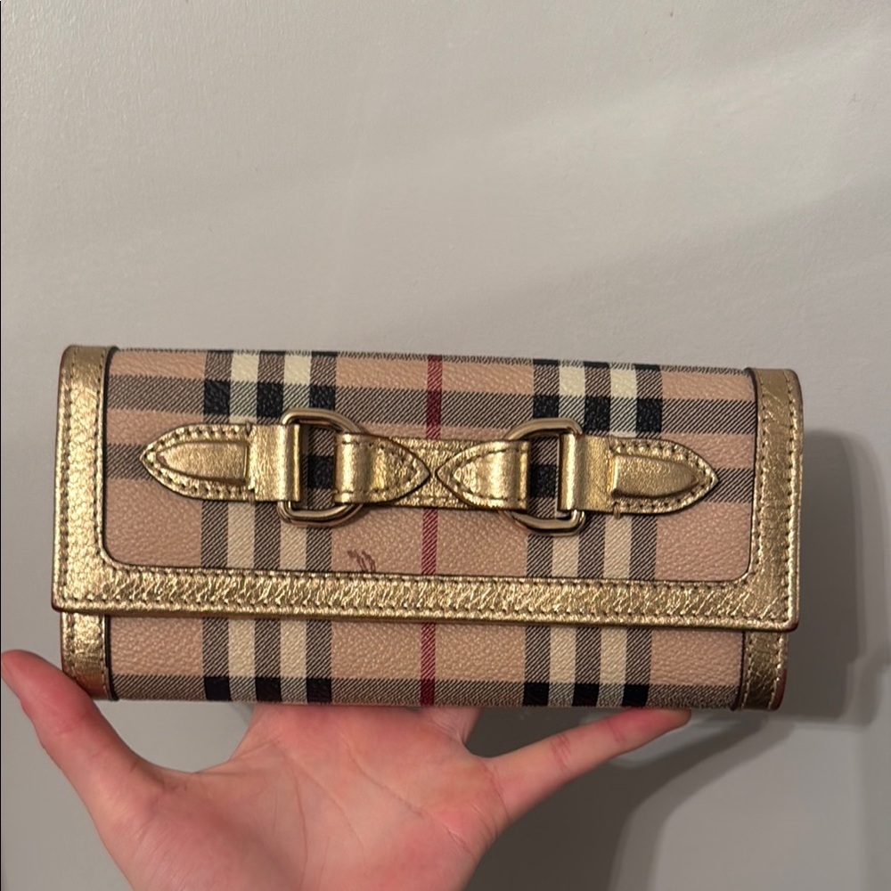 Burberry Tan and Gold Women's Clutch